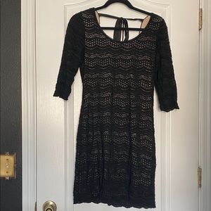 Denim & Supply Crochet dress with ribbon detail